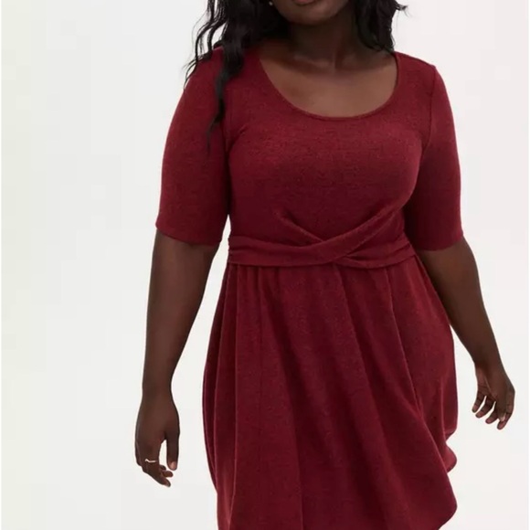 torrid Dresses & Skirts - Torrid Women’s 18/20 Super Soft Plush Red Short Sleeve Knee Length Knit Dress
